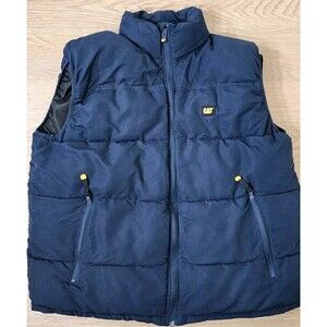Caterpillar Puffer Vest Mens XL Arctic Zone Water Resistant Navy Outdoor Utility